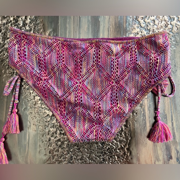 BECCA Cheryl Triangle Top size D Mosaic Corset Tie Hipster bottoms size small - Picture 8 of 11